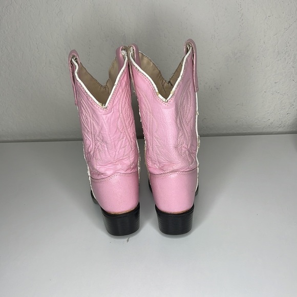 Old West Pink Childrens Girls Corona Leather J Toe Cowboy Western Boots Size 8.5 - Picture 9 of 17
